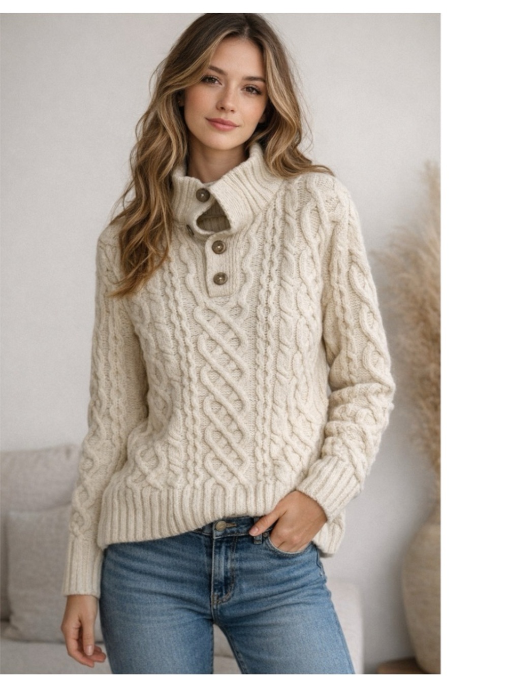 VINTAGE Aran Islands PURE WOOL SWEATER Ireland Medium To Large ERCU